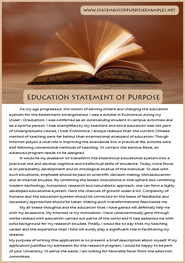 Personal statement master of education
