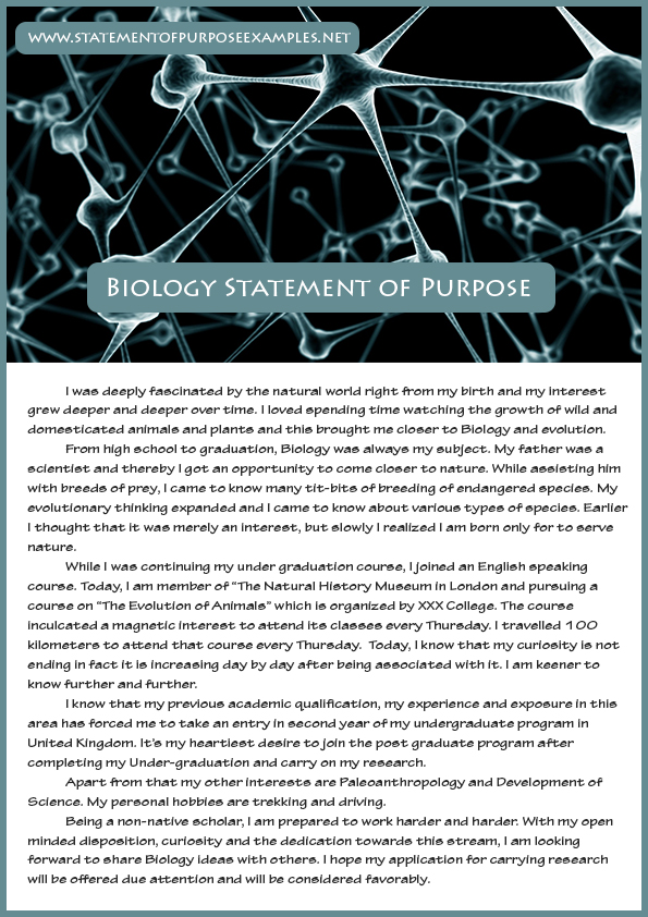 How to write best statement of purpose Biology Sample