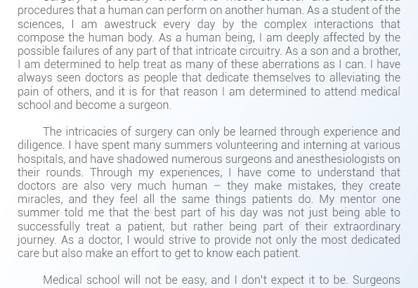 Medical School Statement Of Purpose Sample