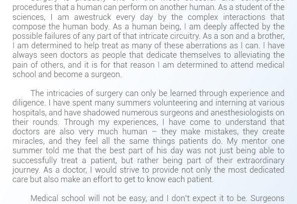 Medical School Statement Of Purpose Sample