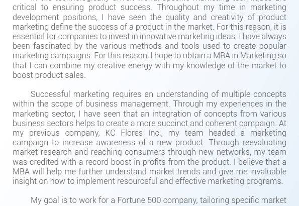Statement of Purpose Sample for MBA