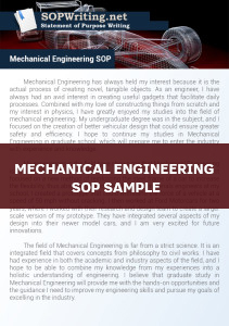 Mechanical Engineering Statement of Purpose Example