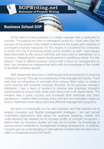 Statement of Purpose Business School Sample