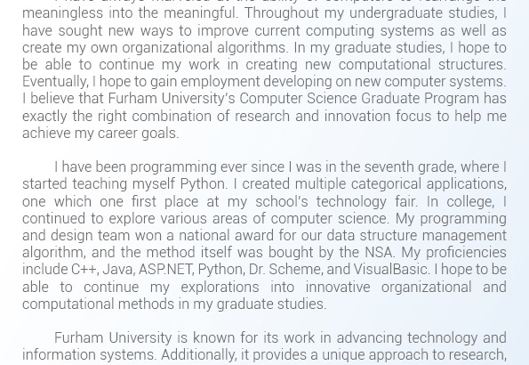 Statement of Purpose Computer Science