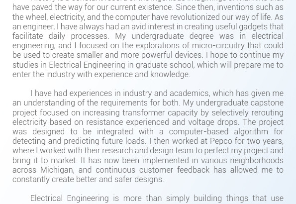 Statement of Purpose Electrical Engineering Sample