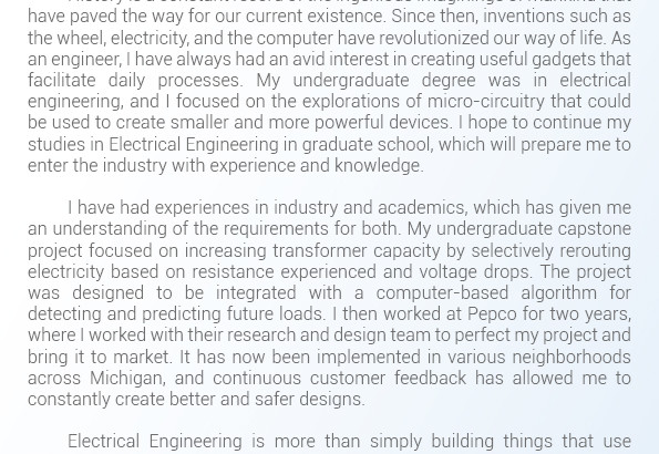Help With Statement Of Purpose Electrical Engineering