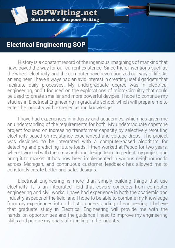 statement of purpose sample for phd in electrical engineering