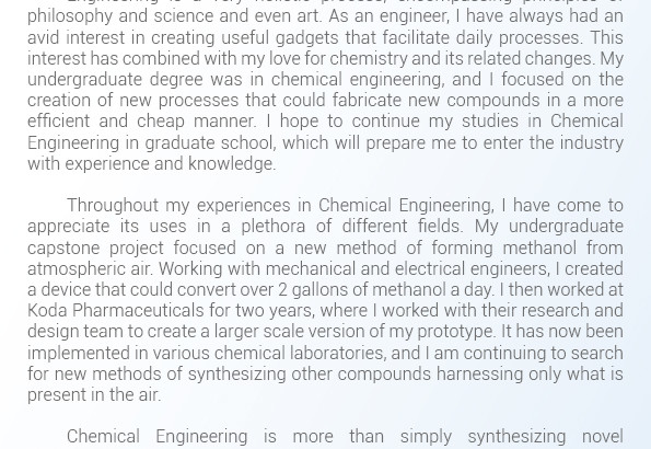 Statement of Purpose Engineering Example