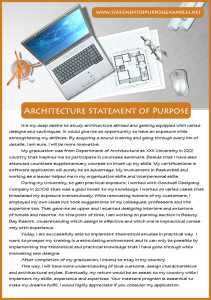 architecture statement of purpose sample