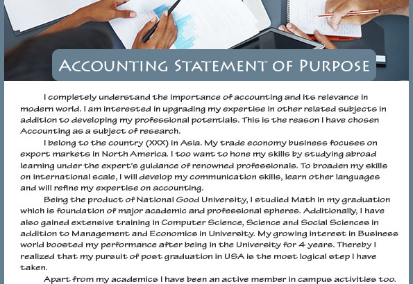 best sample statement of purpose accounting