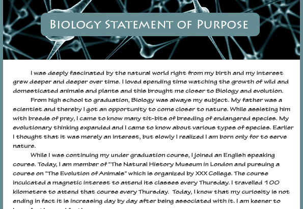 best statement of purpose biology sample