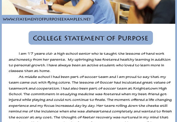 college statement of purpose sample