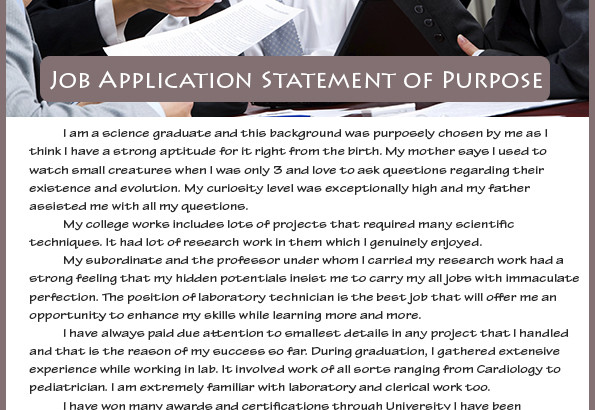statement of purpose sample for job application