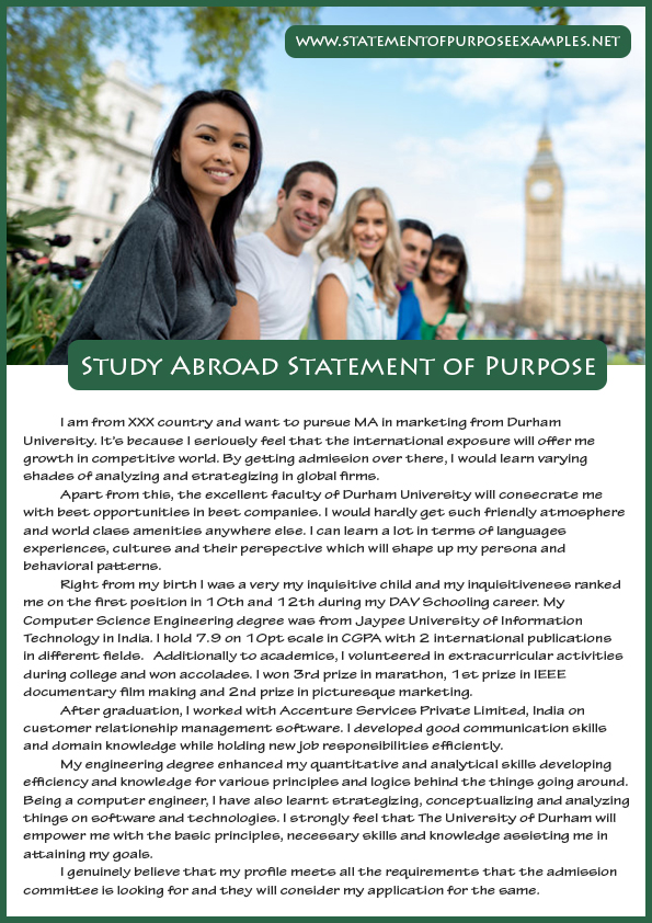 study abroad personal statement sample
