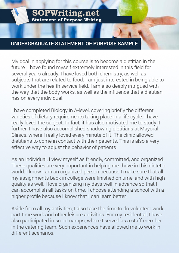 An Impressive Undergraduate Statement Of Purpose Sample