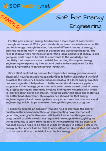 statement of purpose for internship in mechanical engineering